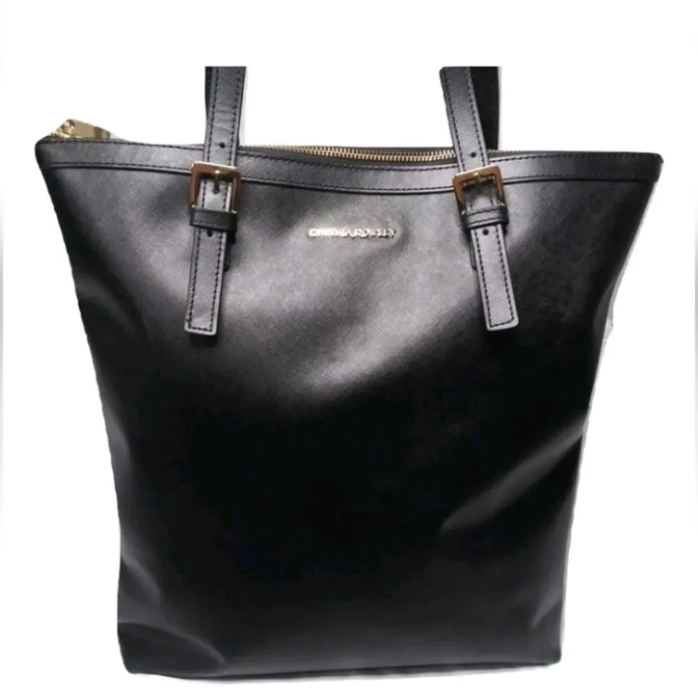 Cynthia Rowley Large Tote Bag Black Leather Saffiano Handbag
